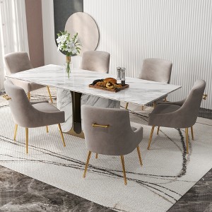 SEYNAR Velvet Upholstered Dining Chair Set of 6, Modern Glam Armless Side Chair - 1 of 4