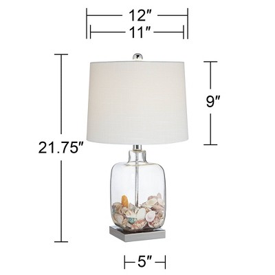 Clear Glass Fillable Table Lamp with White Fabric Drum Shade