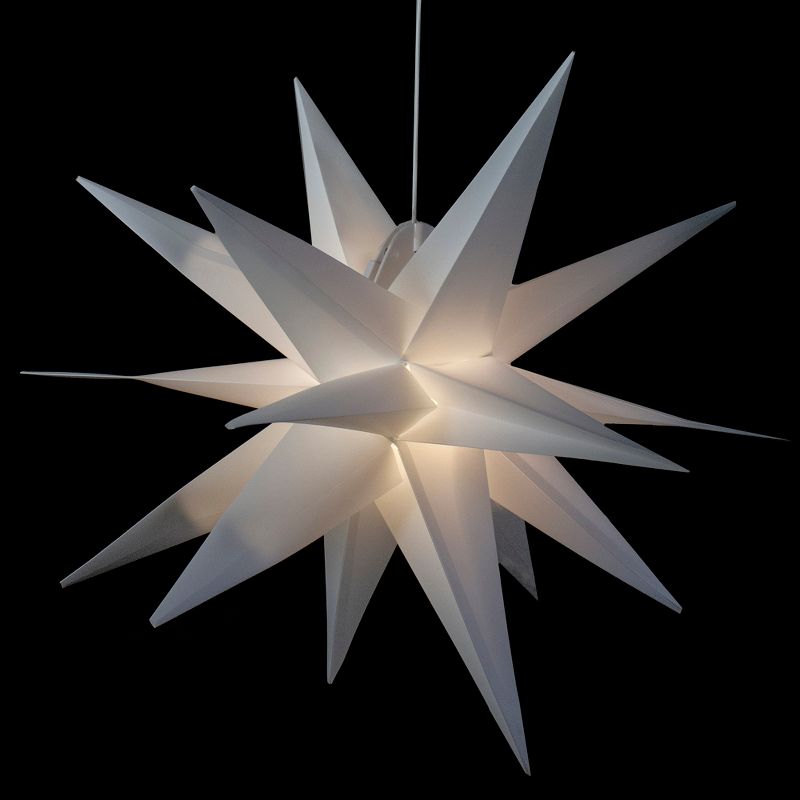 Northlight 22" White LED Lighted Foldable Moravian Star Hanging Christmas Decoration, 3 of 4