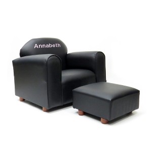 Keet Personalized Premium Children's Chair, Heavy Duty Faux Leather with Ottoman - 1 of 4