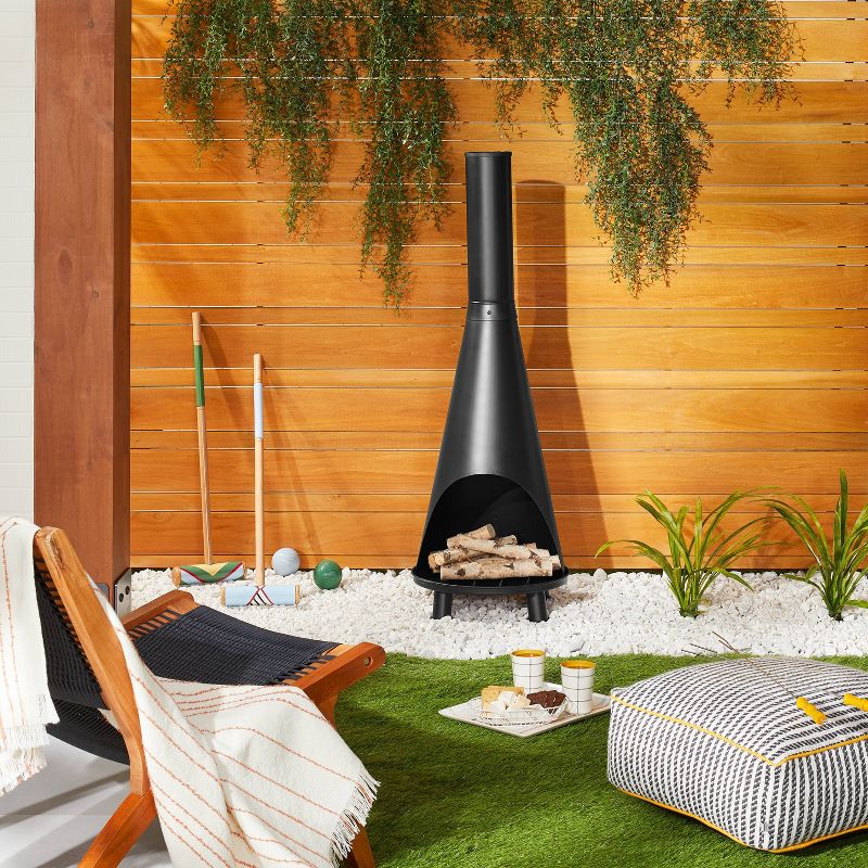 Wood Burning Outdoor Metal Fire Pit Chimenea Black - Hearth &#38; Hand&#8482; with Magnolia, 3 of 8