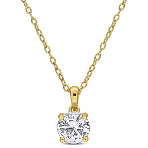 EVERLY JEWELRY | Yellow Plated Sterling Silver 1 5/8 CT TGW Created White Sapphire Pendant with Chain - 18 in - 1 of 4