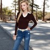 Anna-Kaci Women's Long Sleeve V-Neck Shirt with Contrast Collar - 3 of 4