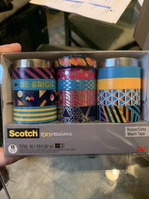 Scotch® Expressions Washi Tape C314-P78-J, .59 in x 393 in (15 mm x 10 m)  Gold and Black Lines