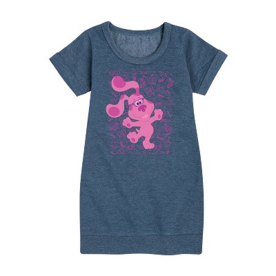 - Blue's Clues & You! - Magenta Excited Graphic Short Sleeve Fleece Dress