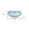 HomeRoots Set of Two 6" Aqua Blue And White Alabaster Glass Square Candy or Nut Bowls - 3 of 4