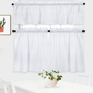 Tier Curtains, Waffle Weave Textured Short Curtains for Bathroom, Kitchen, Cafe,Waterproof Window Covering, Ideal for Small Windows and Cozy Spaces - 1 of 4