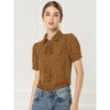 INSPIRE CHIC Women's Retro Dots Print Bow Tie Peter Pan Collar Chiffon Blouse - 3 of 4