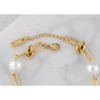 Anna-Kaci 18K Gold Plated Pearl Link Bracelet - Stainless Steel Pearl Bead Chain Bracelet Boho Chic Jewelry for Valentine's Day Birthdays - 3 of 4