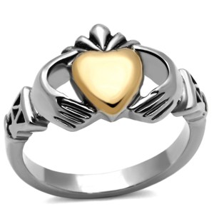 Slickblue Two-Tone IP Rose Gold Stainless Steel Heart Ring, No Stone, Celtic Claddagh, Women’s Jewelry, Sizes 5-10 - 1 of 4