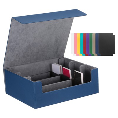 Unique Bargains Leather Magnetic Closure Trading Card Storage Box with 10 Pcs Dividers