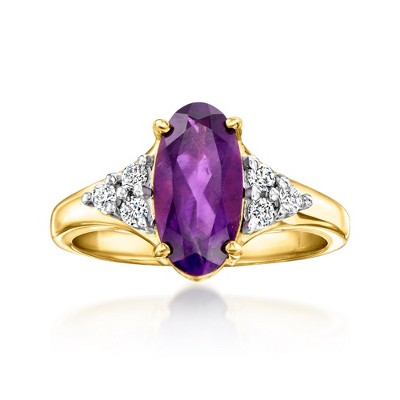 Ross-Simons 1.70 Carat Amethyst Ring With .20 ct. t.w. Lab-Grown Diamonds in 18kt Gold Over Sterling