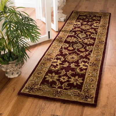 Burgundy and Gold High Pile Wool Area Rug