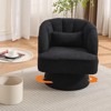 Modern Swivel Barrel Accent Chair, 360 Degree Velvet Upholstered Armchair with Striped Backrest & Plush Padding, Comfy Round Lounge Chair - 4 of 4