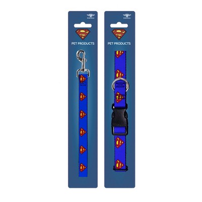 Superman - Buckle-Down Dog Leash & Collar Set - L