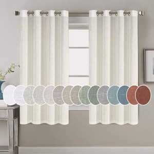Living Room Linen Curtains Nickel Grommet Energy Saving Light Filtering Semi Sheer Curtain - 1 of 4