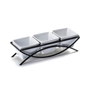 Aoibox Square Ramekin Bowls with Metal Rack Stand - Perfect for Chips, Dips, Appetizers, Fruits,Nuts and Candy- Elegant White Serving Tray for Parties - 1 of 4