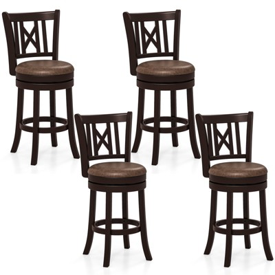 Tangkula Set of 4 Bar Stools 26" Swivel Bar Chairs w/ Footrest Hollowed Backrest