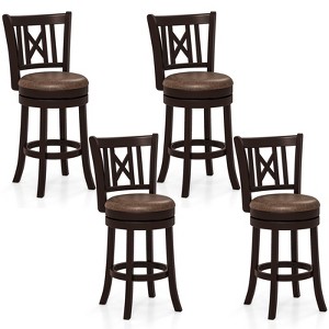 Tangkula Set of 4 Bar Stools 26" Swivel Bar Chairs w/ Footrest Hollowed Backrest - 1 of 4