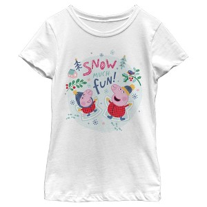 Girl's Peppa Pig Christmas Snow Much Fun T-Shirt - 1 of 4