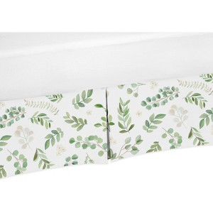 Sweet Jojo Designs Girl Baby Crib Bed Skirt Botanical Leaf Green and White - 1 of 3