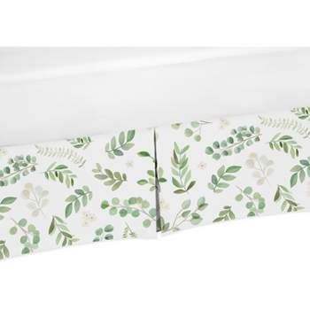 Sweet Jojo Designs Girl Baby Crib Bed Skirt Botanical Leaf Green and White