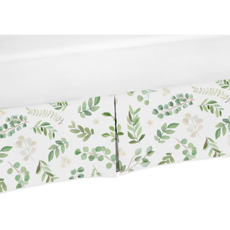 Sweet Jojo Designs Girl Baby Crib Bed Skirt Botanical Leaf Green and White, 1 of 5
