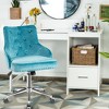 Costway Velvet Office Chair Upholstered Swivel Computer Task Chair Turquoise - image 4 of 4