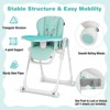 Infans Baby High Chair Foldable Feeding Chair w/ 4 Lockable Wheels Green - 4 of 4