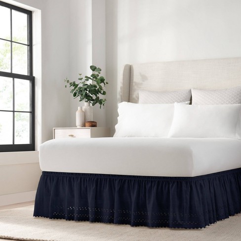 Navy Wrap Around Eyelet Ruffled Bed Skirt Twin Full 75 X 39 Easyfit Target