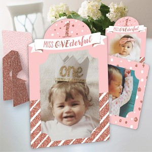 Big Dot of Happiness 1st Birthday Little Miss Onederful - Girl First Birthday Party 4x6 Picture Display - Paper Photo Frames - Set of 12 - 1 of 4