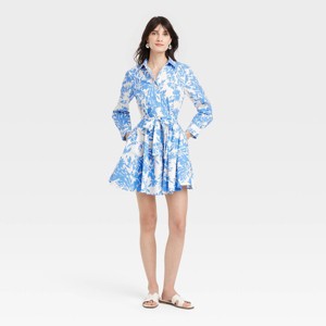 Women's Long Sleeve Mini Shirtdress - A New Day™ - 1 of 3