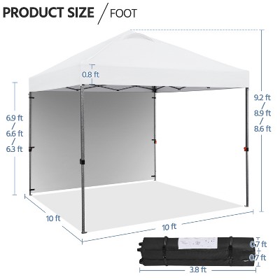 White Adjustable Height Pop-Up Canopy Tent with Sidewall