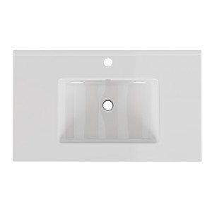 Gulches 32 in 18 Undermount Bathroom Sink in White Ceramic with Pre-Drilled Faucet Hole Modern Minimalist Design - 1 of 4