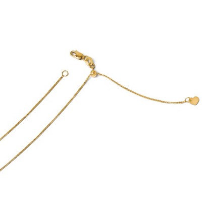 Black Bow Jewelry 0.8mm 14k Yellow Gold Adjustable Solid Wheat Chain Necklace