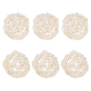 Unique Bargains Wicker Rattan Decorative DIY Crafts Balls 6 Pcs - 1 of 4
