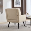 Kumasinova Modern Linen Blend Accent Chair, Ergonomic Living Room Chair, Padded Seat & Curved Arms, Comfy Armchair with Black Legs, Single Sofa Chair - 2 of 4
