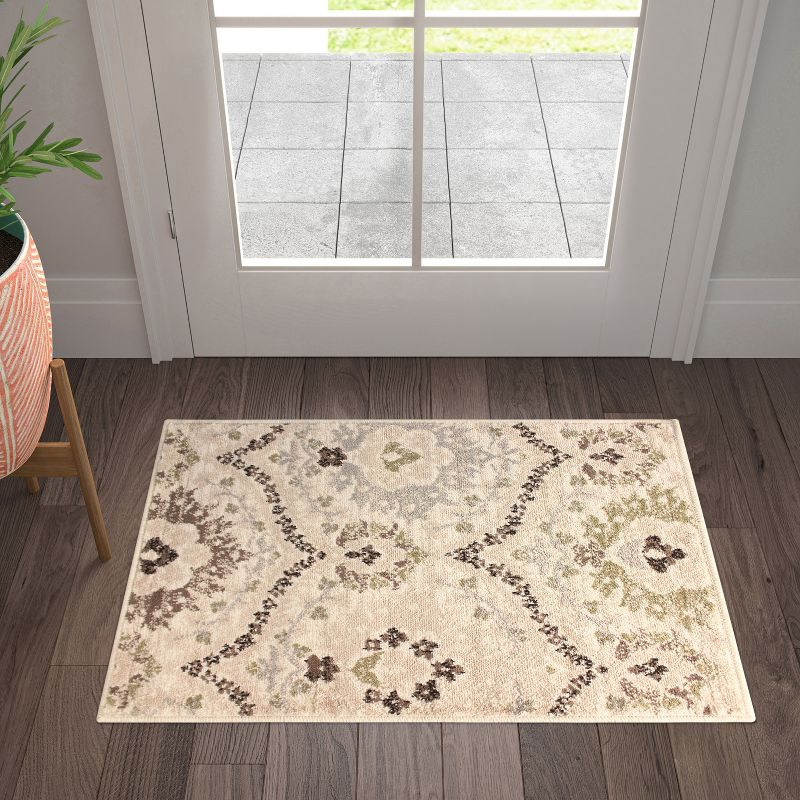 Distressed Abstract Damask Indoor Area Rug or Runner by Blue Nile Mills, 3 of 7