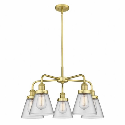 Cone - 5 Light Stem Hung Chandelier In Art Deco Style-14.75 Inches Tall and 24.25 Inches Wide