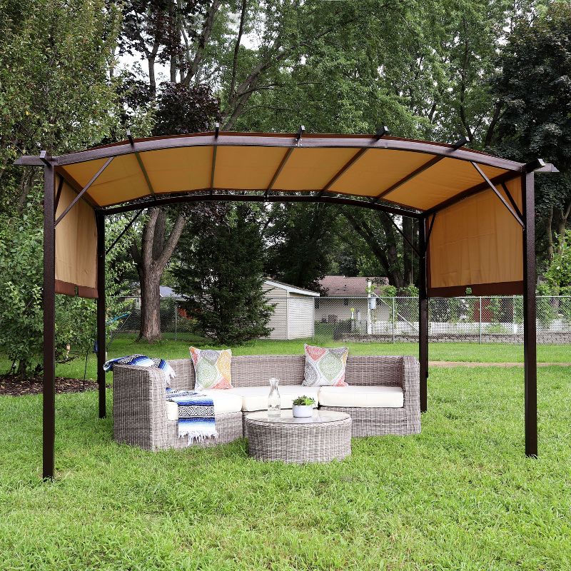 Sunnydaze 9' x 12' Metal Arched Pergola with Retractable Canopy, 2 of 12