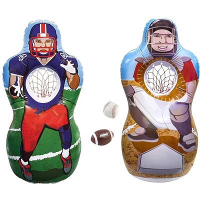 KOVOT Inflatable Sports Target Set - Inflates to 5 Feet Tall! - Soft Mini Toss Balls Included Double-Sided (Football/Baseball)