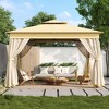 Outdoor Gazebo Tent 10 ft. x 12 ft. Beige Mosquito-Resistant Patio Canopy - 2 of 4