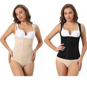 Allegra K Women's Push-Up Tummy Control Sleeveless Widen Strap Breathable Waist Cinchers 2 Packs - 1 of 4