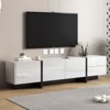 TiramisuBest White Black Rectangle TV Stand for TVs up to 80 Inch High Gloss UV Surface Contemporary Console Drawers Cabinets Living Room - 2 of 4