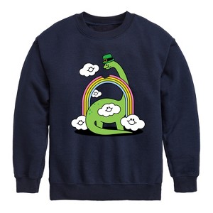 Boys' - Instant Message - St. Patrick's Day Dinosaur Eatting Rainbow Graphic Long Sleeve Fleece Sweatshirt - 1 of 4