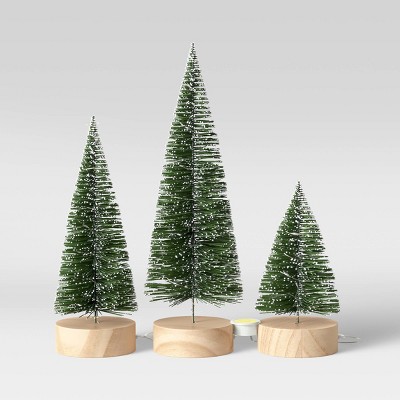 LED 3pk Christmas Basic Bottle Brush Trees Green - Threshold™