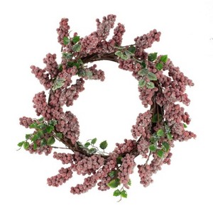 SEVOBAL Wreaths Christmas Pinecone Wreath 18x18x4.5" Timeless Red Frosted Wall Wall Hanging Berry Holiday Decor Christmas Wreath, Pink, 18"*18"*4.5" - 1 of 4