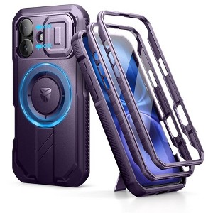 Dexnor for iPhone 16 Case with Slide Camera Cover & Adjustable Kickstand & Built-in Screen Protector, Magnetic Shockproof Bumper Cases - 1 of 1