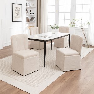 Okak Modern Style Wooden Armless Dining Chairs for Kitchen Dining Room,Upholstered Linen Seating Dining Chair Set of 2 - 1 of 4