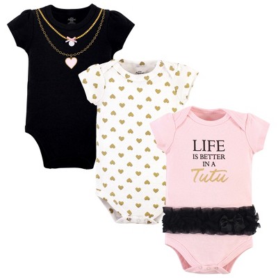 Image of Little Treasure Baby Girl Cotton Bodysuits 3pk, Life In Tutu, 0-3 Months
